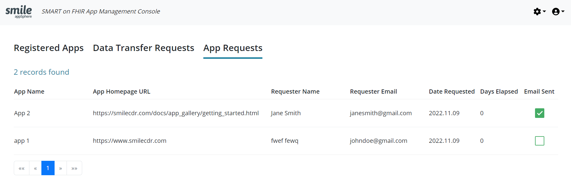 App Request Table