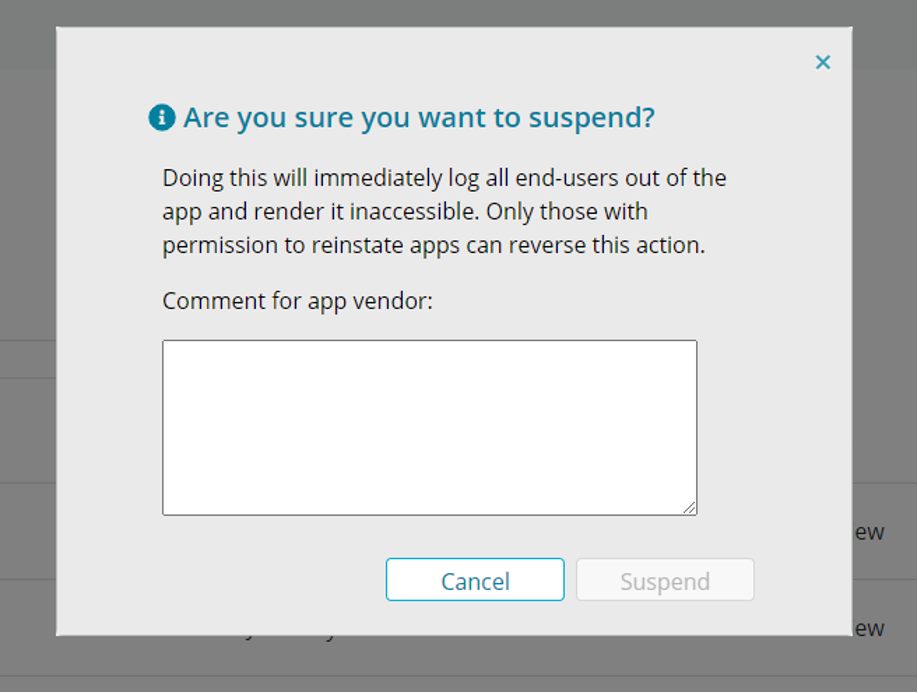 Suspending an app registration